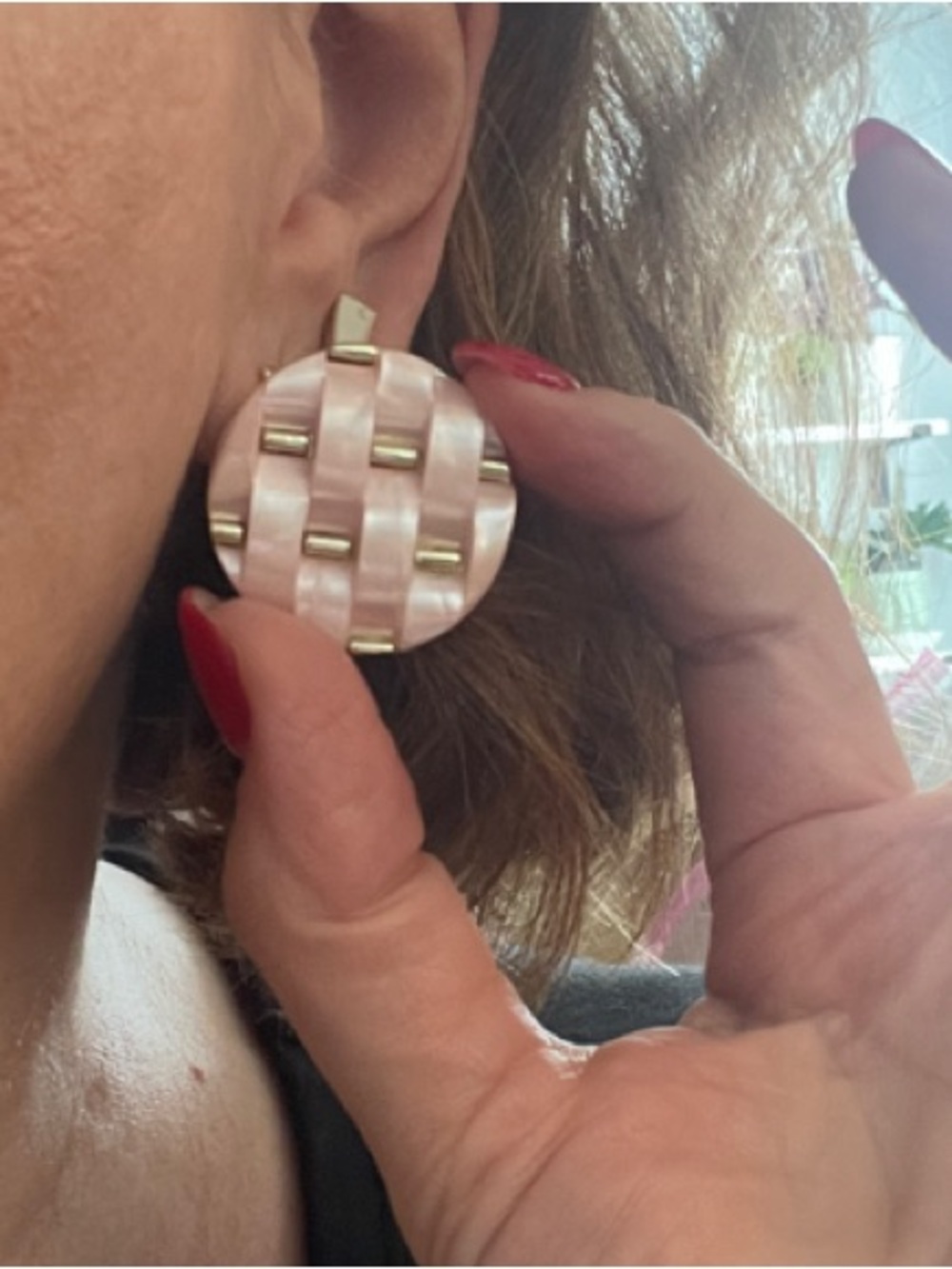 Vintage Pink & Gold Statement Earrings